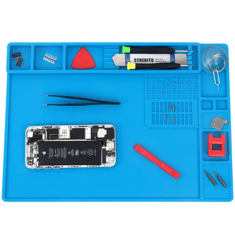 Soft Silicone Heat-Resistant Soldering Mat (932°F) - 3 Magnetic Zones, 7 Accessory Zones, Built-In Metric & Imperial Rulers, High Elasticity, Easy-Clean Workbench Heat Shield for iPhone Repair, DIY Enthusiasts