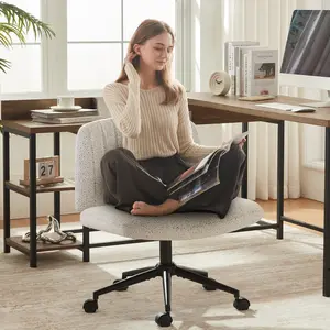 Dowinx Criss Cross Chair with Wheels, Preminum Fabric and Pocket Spring Cushion, Adjustable Swivel Wide Seat Computer Chair, Morden Design Vanity Chair