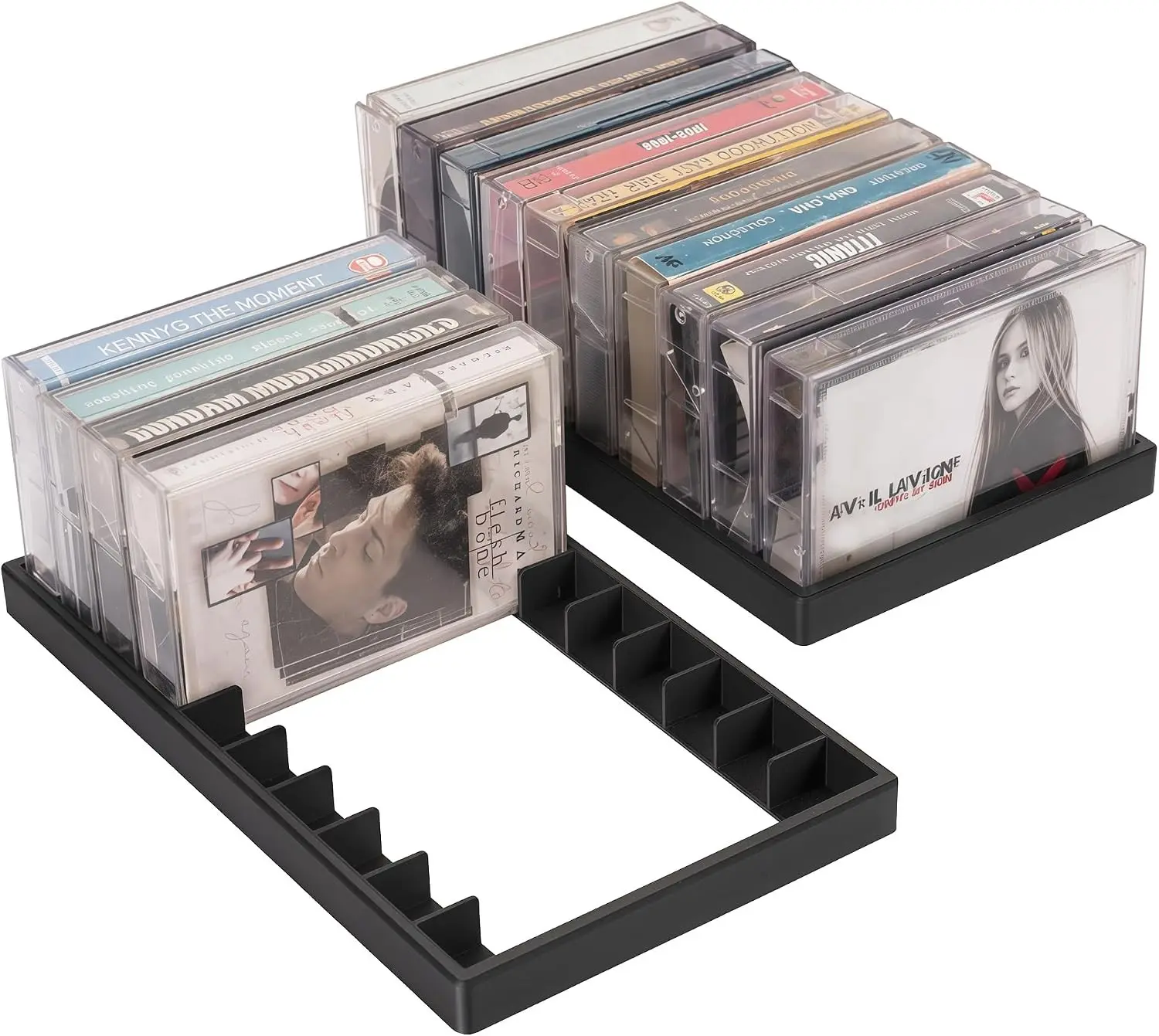 2Packs Cassette Tape Storage Organizer Rack- 20 Slots Audio Cassette Tape Holder, Durable And Stylish Design for Home, Studio, Collectors, Easy to Move And Organize Audiotapes