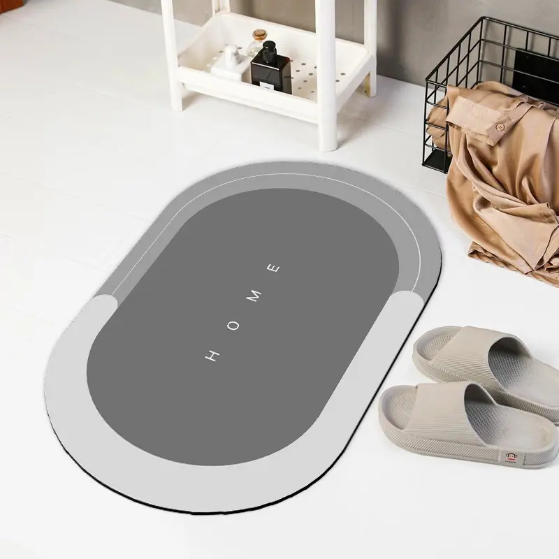 Wholesale Oval & Geometric Light Luxury Diatomite Bath Mats, 50x80cm Water-Absorbing Anti-Slip Quick-Drying Dirt-Resistant Pads for Home Entrance, Bathroom