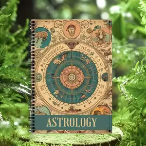 Vintage astrology Spiral Notebook, Spiral Bound Notepad, Spiral Coil Notebook, constellation symbols, planetary interpretations and astrological illustrations, Self-study guide, celestial illustration, cover art