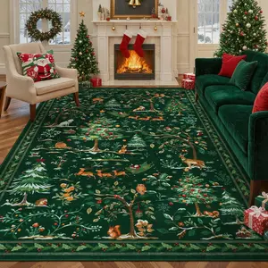 Christmas rug, Home decorative rug, 1 count living room carpet, soft and comfortable, Christmas pattern design, home non-slip area rug, easy to clean machine washable, Christmas decoration, Christmas gift, suitable for living room, bedroom