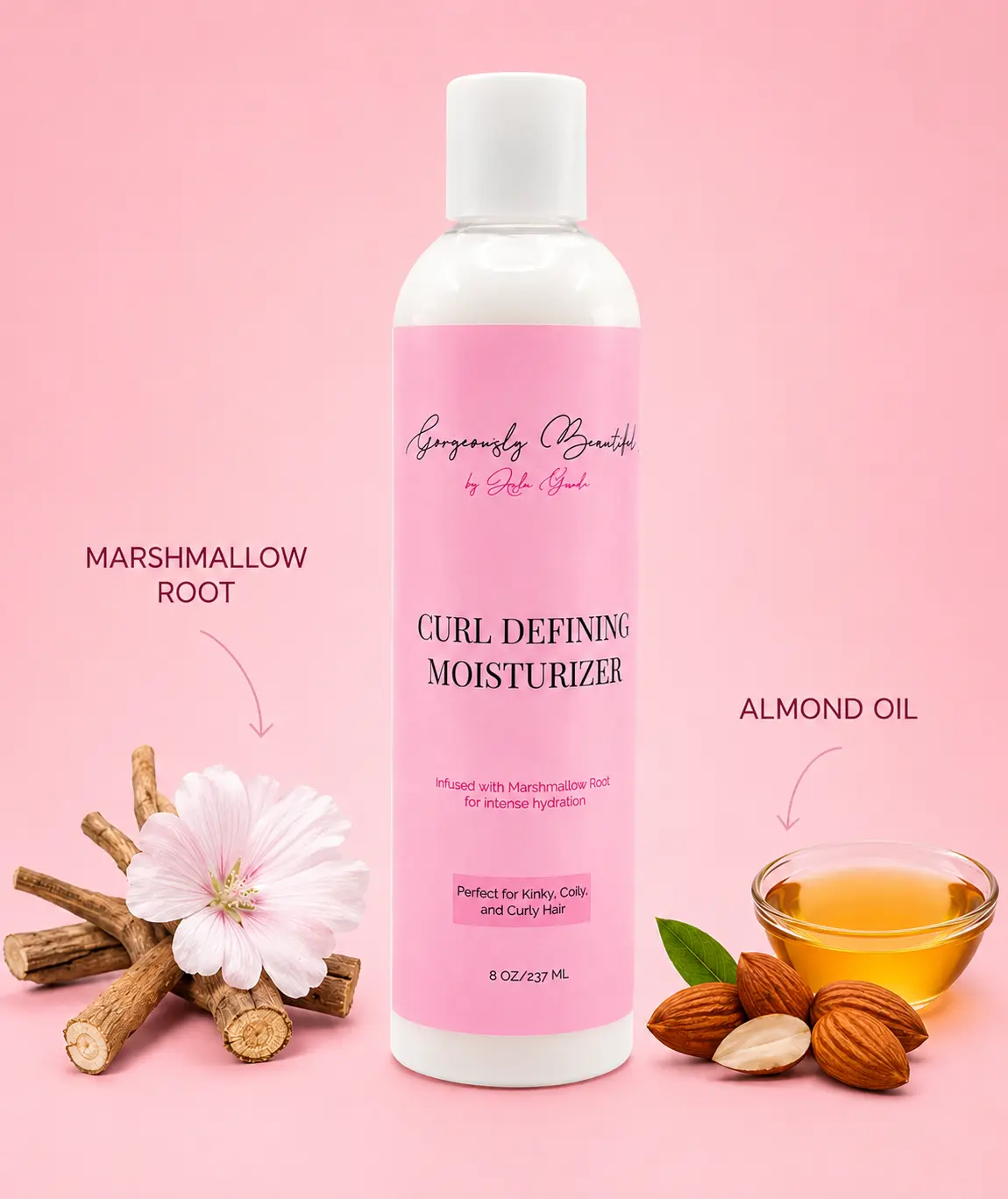 Gorgeously Beautiful Curl Defining Moisturizer| Light Weight Leave in Conditioner with Marshmallow Root for Detangling, Lasting Hydration & Moisture| Argan Oil to Prevent Breakage and Frizz Control for Curly, Coily & Kinky Hair