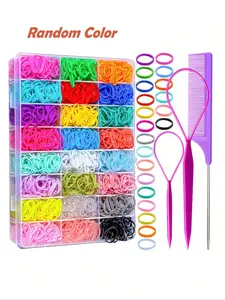 Mini Elastic Hair Bands for Girls, Elastic Hair Accessory, 24 Colors Soft Hair Ties, Small Rubber Bands for Baby, Kids & Toddlers, Random Color Set