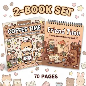 2pcs Adult Coloring Books - Friendship & Coffee Time Theme - 70 Pages of Super-Sensitive Paper with Clear Lines - Beginner-Friendly Vibrant Illustrations for Fun Painting Activities - Perfect Gift, Gift Ready for Easter, Birthdays