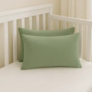 Brushed Microfiber Pillowcase Toddler Size 13x18 Soft Breathable Wrinkle Free Pillow Covers with Envelope Closure for Hair and Skin Set of 2 Grass Green