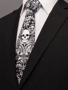 Skull Necktie – Skull Tie, Please read item description, Skull necktie only, pocket square not included!