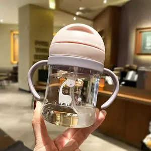 Baby Learning Drinking Cup with Straw, Summer Gravity Ball Water Bottle, Infant Anti-Choke Anti-Drop Travel Mug