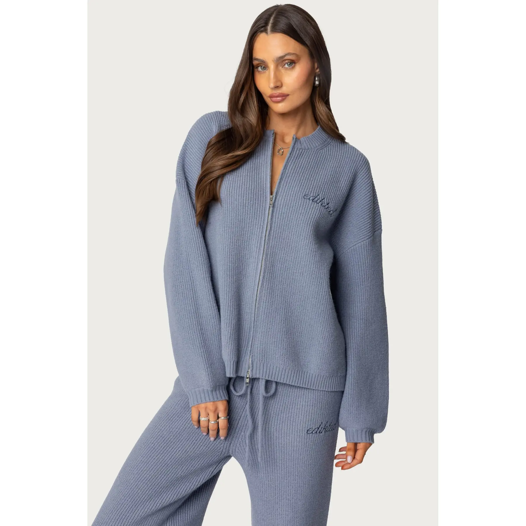 Kris Ribbed Knit Zip Up Sweater Kris Ribbed Knit Zip Up Sweater