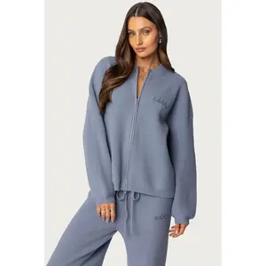 Kris Ribbed Knit Zip Up Sweater