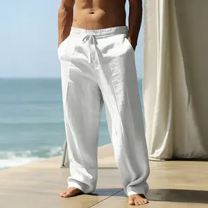 Men's casual trousers, smooth to the touch, solid color, straight leg style, breathable and comfortable, ideal for vacation, outdoor activities and daily casual wear, men's casual trousers