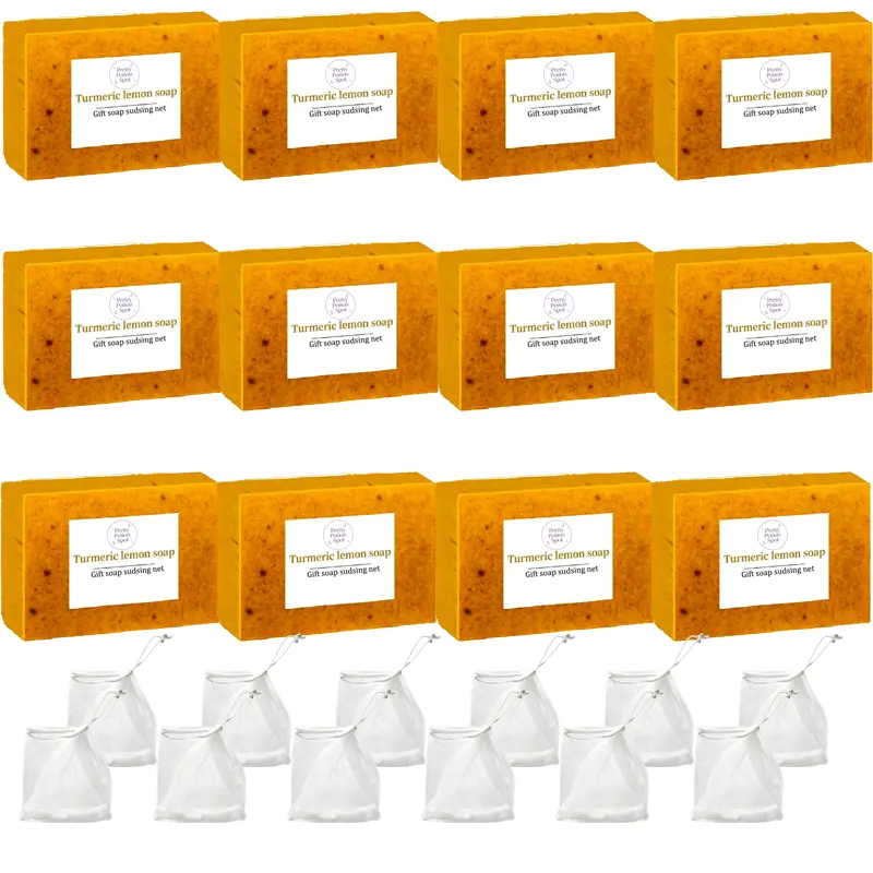 [Family Pack]18 PCS Lemon Turmeric & Kojic Acid Soap Bar, Summer Acne Face & Body Wash for Men & Women, Daily Skincare Cleanser Sets with Soap Saver Bags, Christmas Gift Mothersdaygift Summervibes