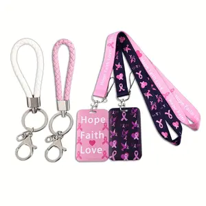 3-Piece Set ID Badge Lanyard, Bow Print Keychain/card Holder, Cute Design, Multifunctional Strap, Multiple Color Options, Gift Ready