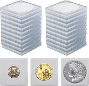 Coin Snap Holders, 20 Pcs Silver Dollar Coin Holders, Clear Coin Capsules Cases for Collectors with 5 Sizes White Gasket 20/25/30/35/40mm, Plastic Storage Organizer Box for Coin Collection Supplies Transparent