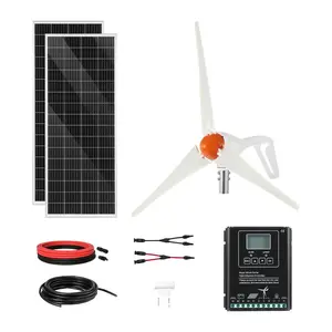 VEVOR 12V 600W Solar Wind Power Kit, 2PCS 100W Solar Panel+ 400W Wind Turbine+ 12.8V 100Ah LiFePO4 Battery+ 1000W Power Inverter+ MPPT Hybrid Controller for Home RV Boat Off-Grid ApplicationsVEVOR Super Brand Day