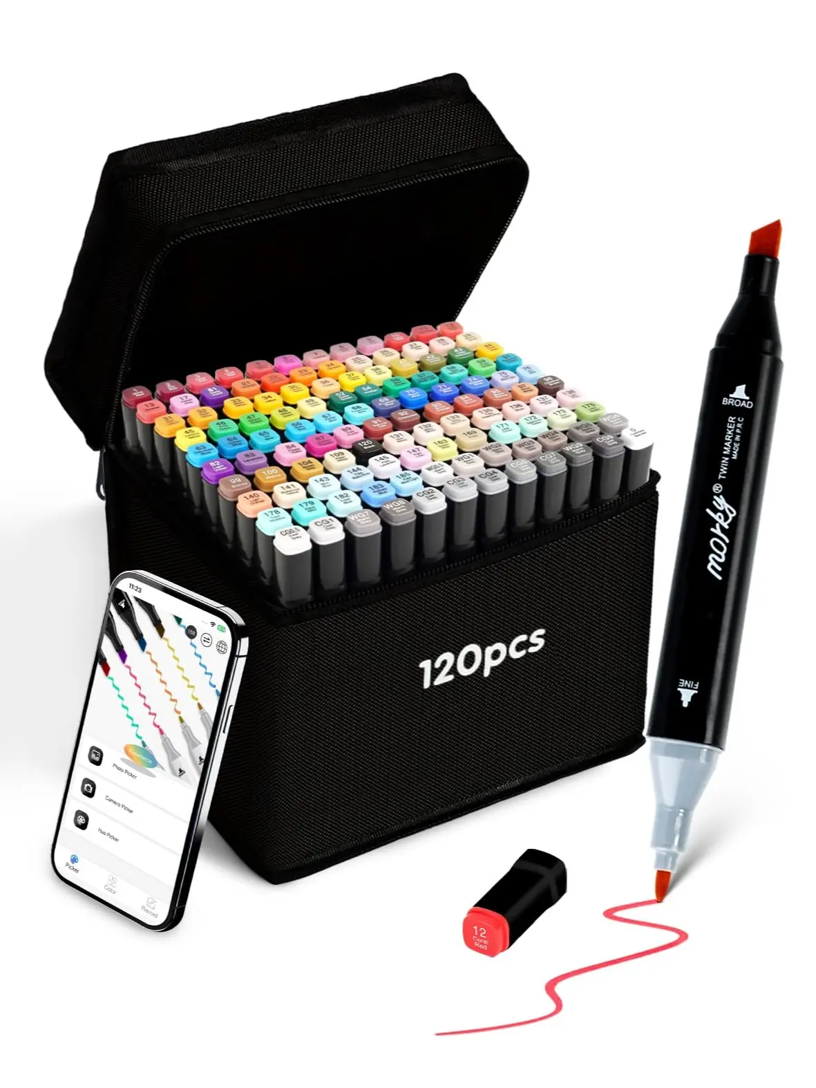 Alcohol Markers, 120 Dual Tips Art Drawing Markers Set for Kids Adults Dual Tip Permanent Sketch Markers, with Organizing Case