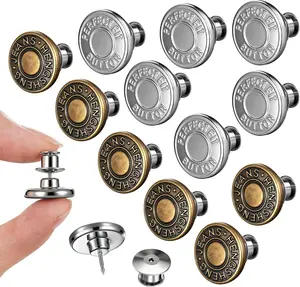 14 Sets Button Pins for Loose Jeans - No Sew, No Tools Needed! Pants Button Tightener for ,  & Adjustable Metal Pants Buttons Kit