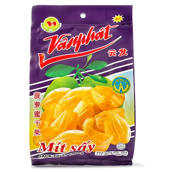 Vanphat Natural Chemical-Free Dried Jackfruit Chips, 250g Healthy Snacks for Daily Munching