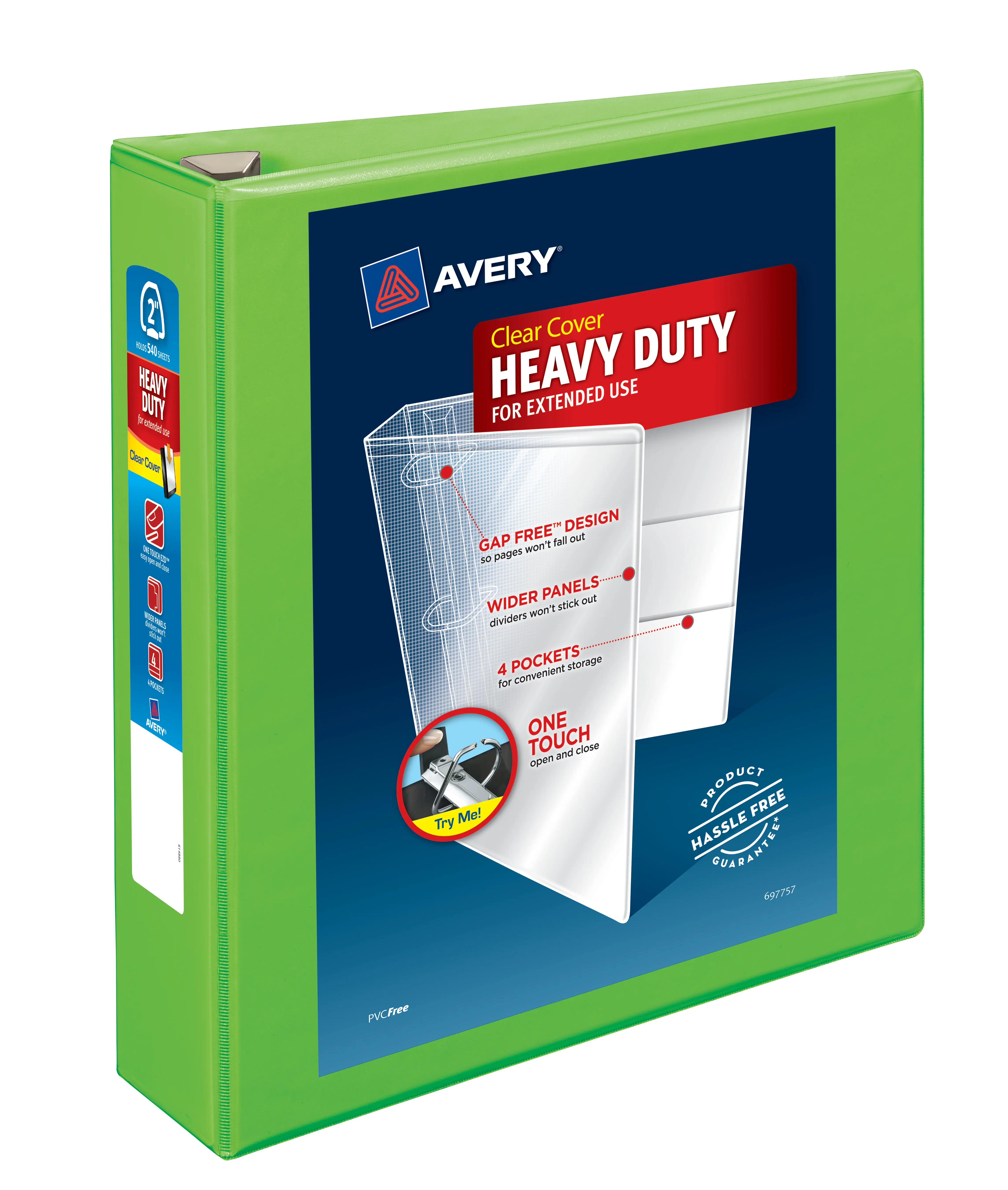 Avery Heavy-Duty View Document Binder, 2" 1-Touch EZD Rings, 1 Chartreuse Binder (79776)
