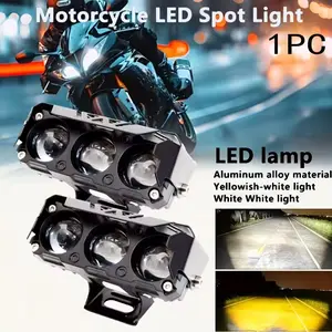 Motorcycle LED Spot Light Dual Color Hi/Low Beam Fog Lamps 12V-36V Mini Lens Headlight Driving Light for Car Trucks SUV UTV