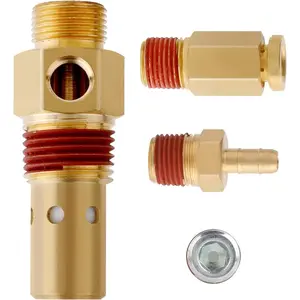 Air Compressor Replacement Components Brass 1/2 Inch Compressor in Tank Check Valve Kit with Three Different Unloader Tube Fittings 20 SCFM 4 Pieces