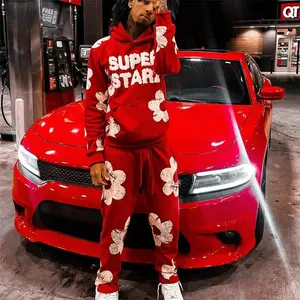 Men's Tracksuit 2 Pieces Sets Hooded Sweatshirt +Drawstring Pants Letter Print Hoodies Sportswear Hip Hop Women Autumn Tracksuit