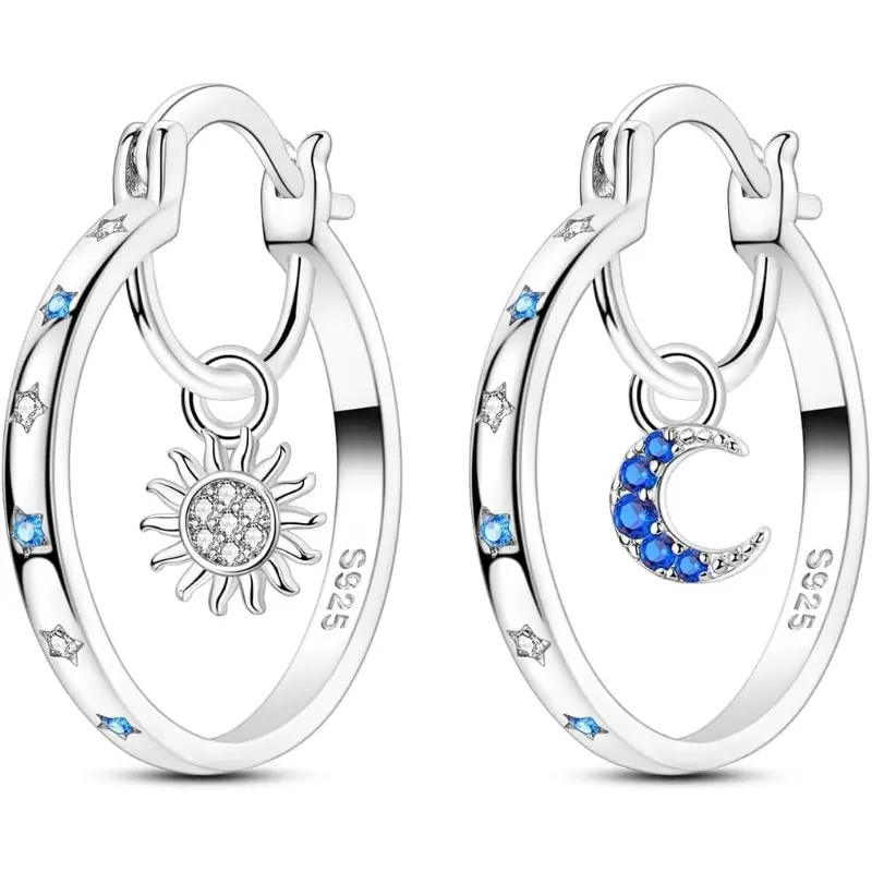 Women's Silver Hoop Earrings - Classic Style Earrings, Medium Twisted Hoops with Cubic Zirconia, Hypoallergenic Simple Costume Jewelry, Cubic Zirconia Earring,summerwins
