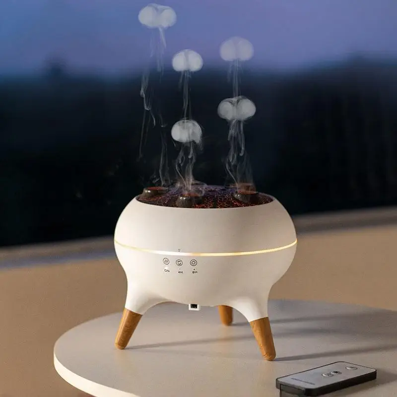 Portable Creative Jellyfish Design Air Humidifier, Remote Control Dynamic Fragrance Mist Maker, Decorative Night Light for Home Office