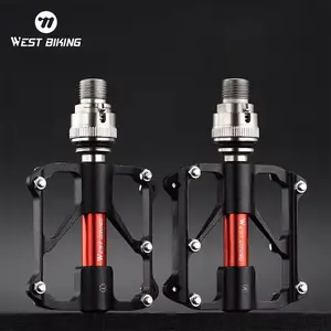 WEST BIKING Bicycle Pedal. Bicycle Quick Release Pedals With Safety Lock Ring,  Aluminum Alloy 3 Bearings Pedals for Folding Bike Road Bike