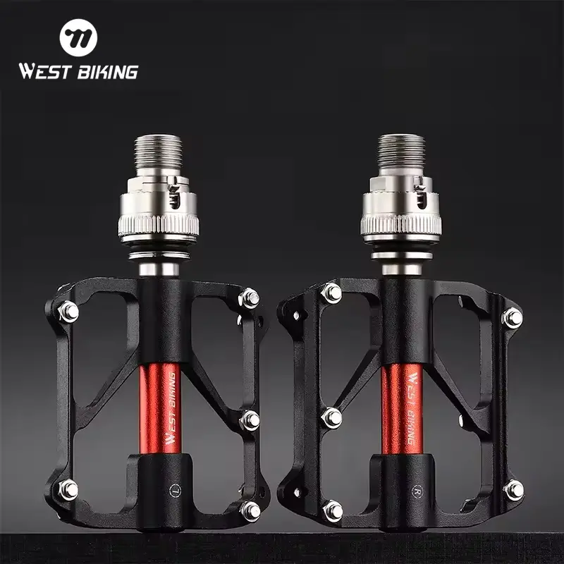 WEST BIKING Bicycle Pedal. Bicycle Quick Release Pedals With Safety Lock Ring,  Aluminum Alloy 3 Bearings Pedals for Folding Bike Road Bike