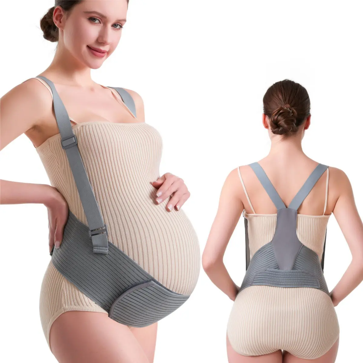 Maternity Belly Belt - Adjustable Abdominal Binder for Pregnancy Back Pain Relief, Prenatal Support for Outdoor Activities, Breathable U-Shaped Band with Shoulder & Waist Support, Simple Fasteners, Discreet Fit, Easy To Use, Mobility & Posture Improvement