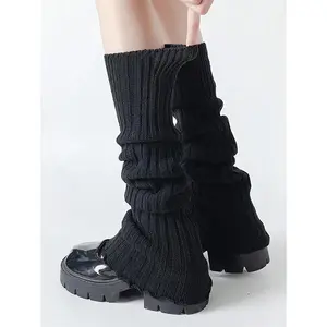 1 Pair Black/2 Pairs Black&White Fashionable Women's Leg Wammer With,Slouch Socks For Fall And Winter