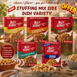 Stuffing Mix Variety Pack, Chicken Cornbread Turkey and Cranberry Flavors, Seasoned Bread Side Dish, Easy Prep 6 oz Box, Choose one of your favorite flavors
