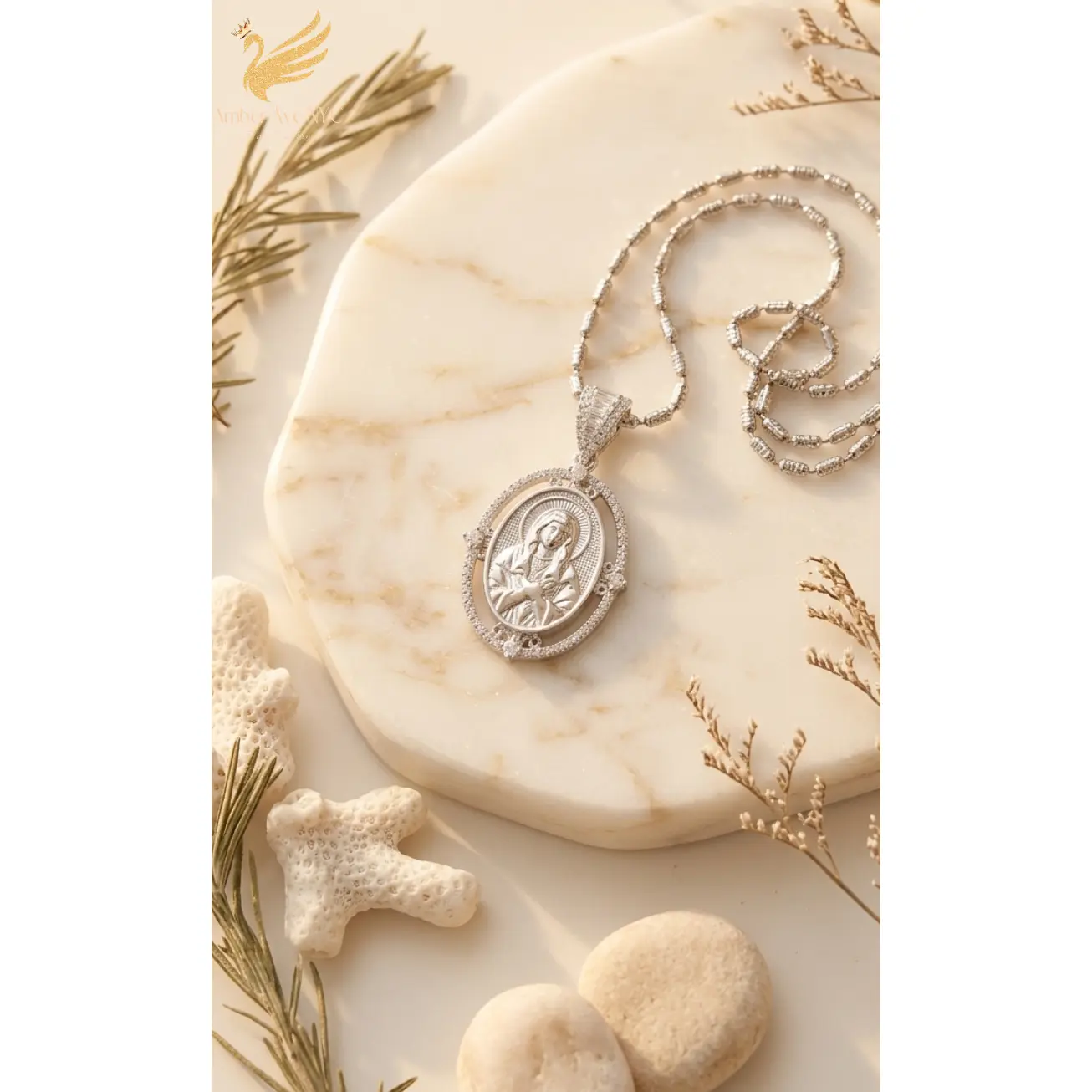 Elegant Silver Necklaces & Pendants, The Mother Maria Sanctuary Medallion