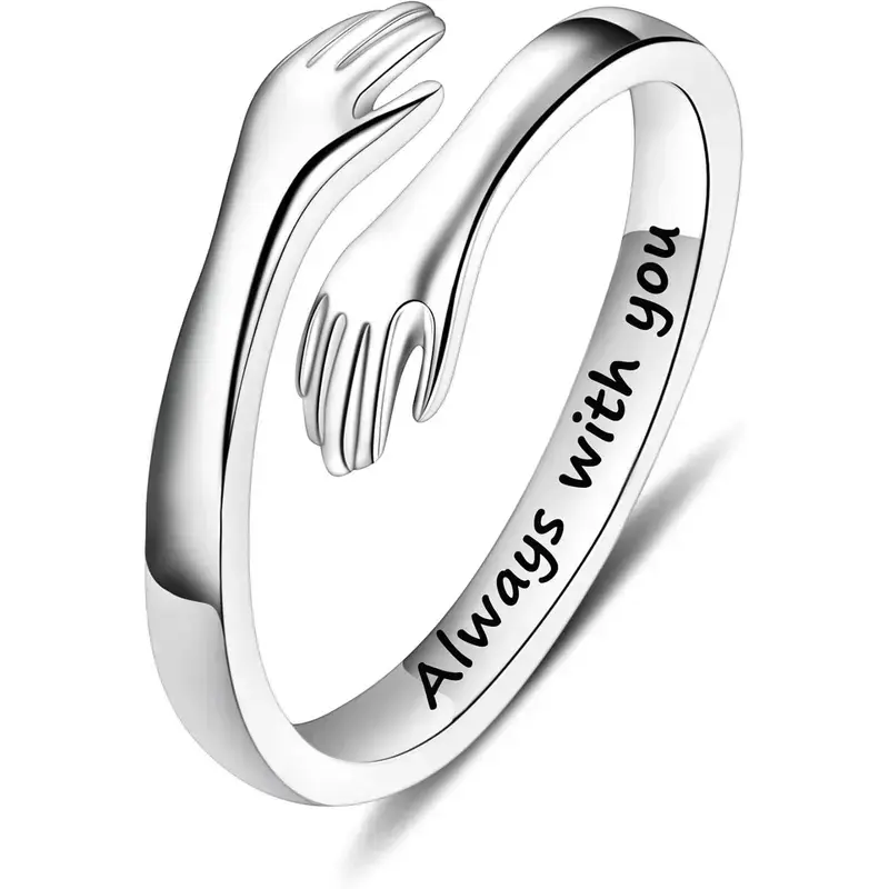 Sicbumi Hug Rings for Women Sterling Silver Adjustable Ring for Women Daughter Ring Jewelry for Birthday Gifts Holiday Gift for Women Teens(NO Box) - A Symbol of Love
