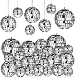 Disco Ball Decorations Silver Hanging Reflective Mirror Balls Ornaments