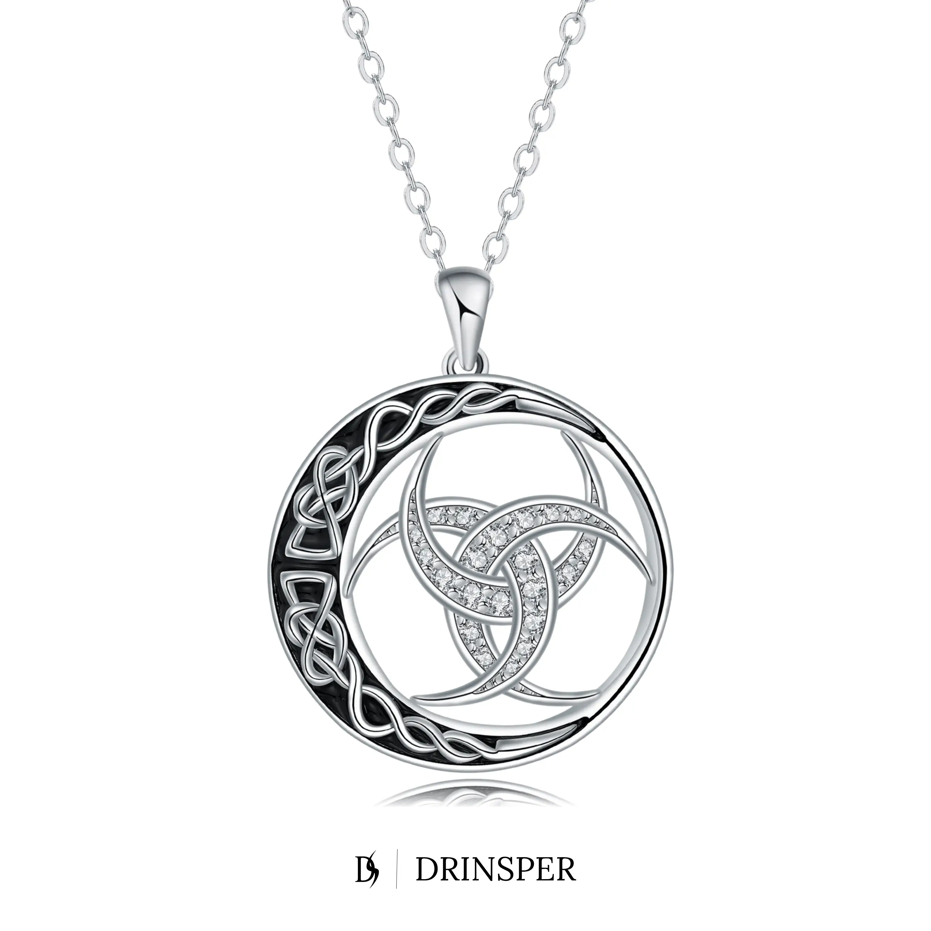 DRINSPER Hecate Witch's Knot Circular Openwork Pendant Necklace, Witchy Wiccan Pagan Culturally-Inspired Statement Jewelry, Gift for Women for Daily Wear & Special Occasions, Statement Necklace, Culturally-Inspired Necklaces