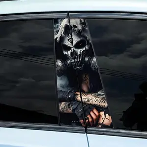 2 Pcs Clown Skull Car Stickers, Waterproof Car Decals, Suitable for Car Door B Pillar, Unique Vehicle Accessories, Durable & Easy to Apply