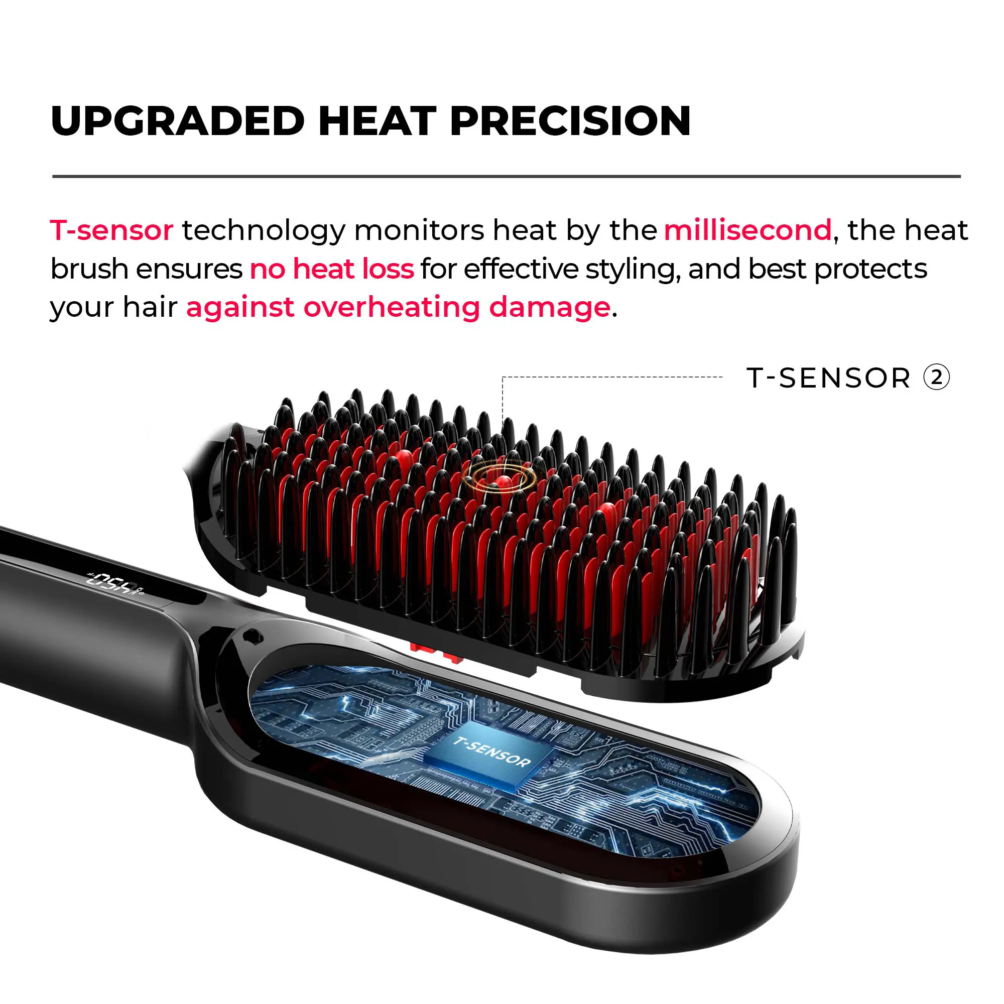 TYMO iONIC PLUS - Hair Straightener Brush with Smooth and Comfort Features hair straightening hairwaver Smoothing Handle comfortable
