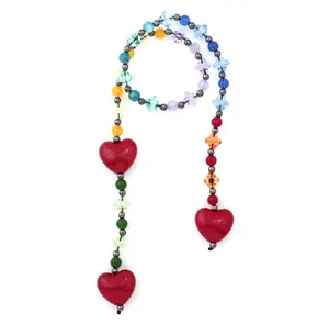 Elegant Beaded Heart Multicolor Bag Chain for Purse, Tote, Handbag - Women's Bag Charm Accessories, Adorable Stylish Keychain, Gifts, Present