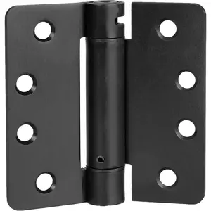Self Closing Door Hinges, 2 Pack, Flat Black Mortise Spring Hinges - 4 x 4 Inch Interior for Doors with 1/4" Radius Corners, Spring , Self Closing