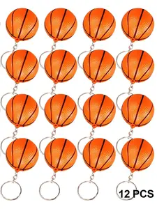 12-Pack Basketball Keychains, Men's Durable Keychain Set with Versatile Use and Compact Size, Perfect for Party Gifts, School Fairs, Rewards, Party Bags, Gift Fillers