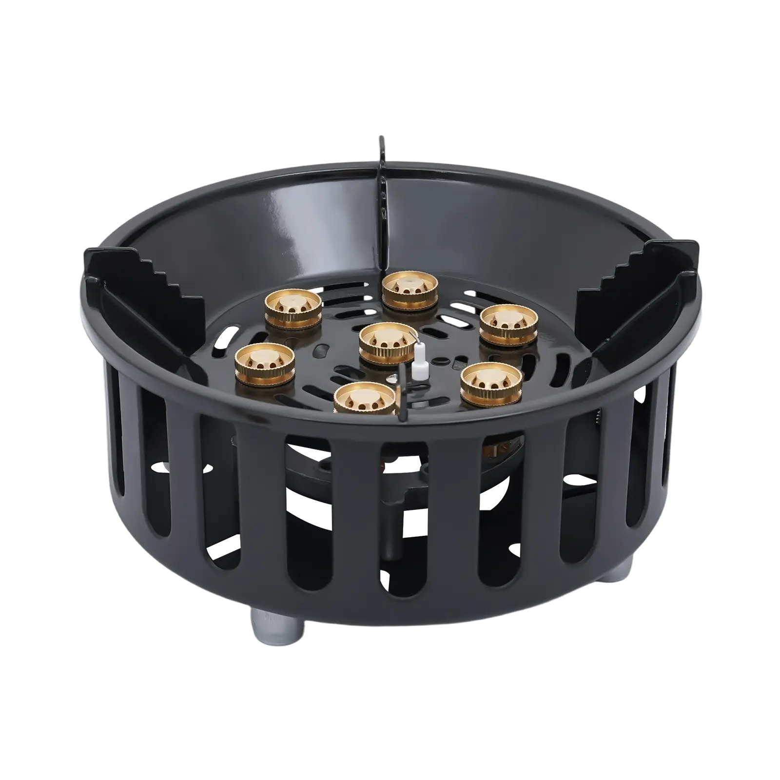 Portable Camping Stove (Black) 21000W/72000BTU Electronic Ignition - Fits 8.46-9.06in Pots + 3 Adapters + 4.92ft Conduit | For Propane/Butane - Travel/Camping/Picnic/Outdoor Party Use