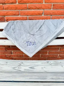 Saranoni Gray Lush Receiving Blanket with Name Embroidered