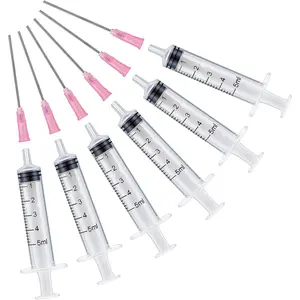 6PCS 5ML/CC Ink Filling Plastic Syringe with Blunt Stainless Needle Tip for Fountain Pen Printer