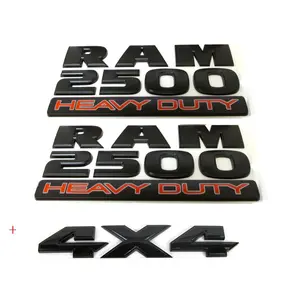 Heavy Duty Emblem Badge Set Replacement for RAM 2500 2015–2018, Optional 4x4 Black Red 2-Pack / 3-Pack Exterior Upgrade