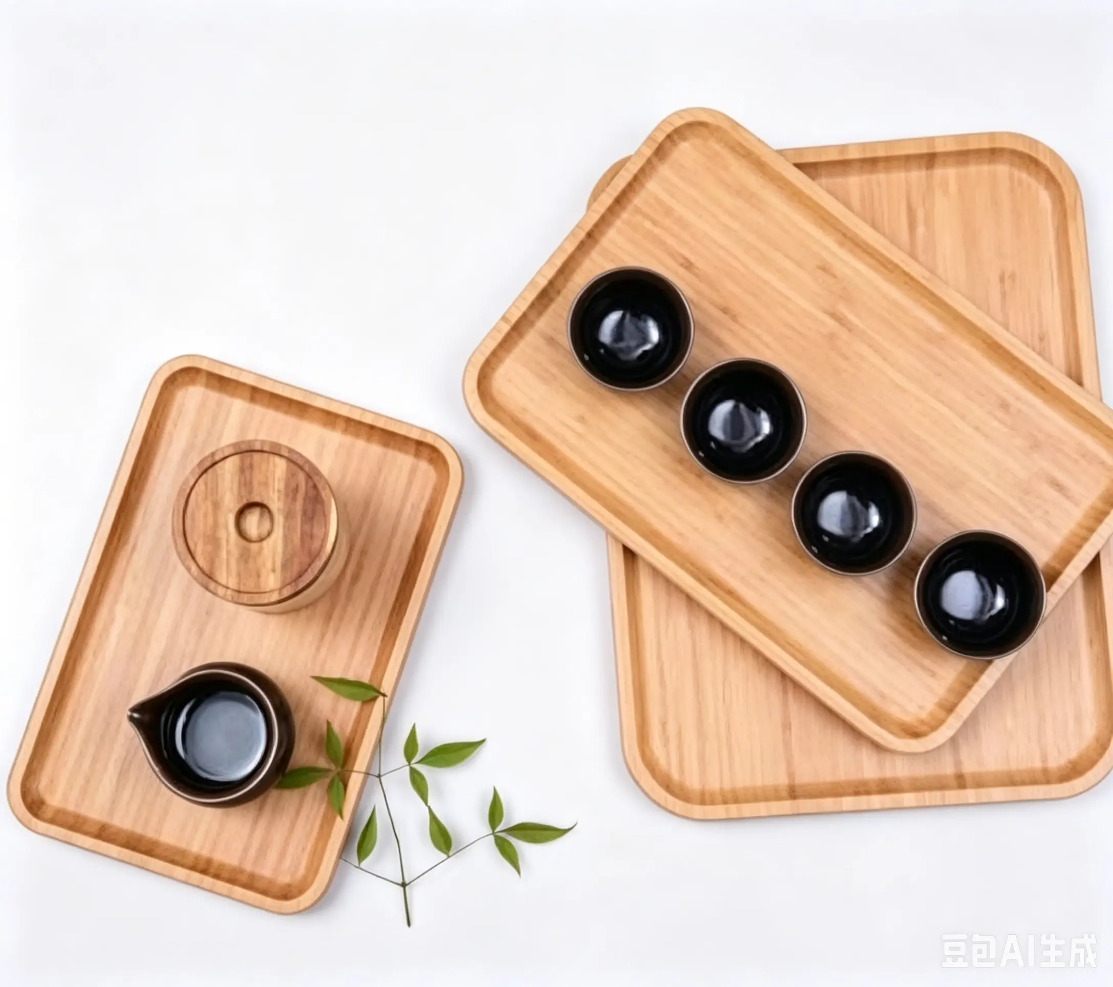 Bamboo Kitchen Serving Trays - 7 Different Sizes Wood Platters for Food Serving, Breakfast in Bed, and Countertop Organization