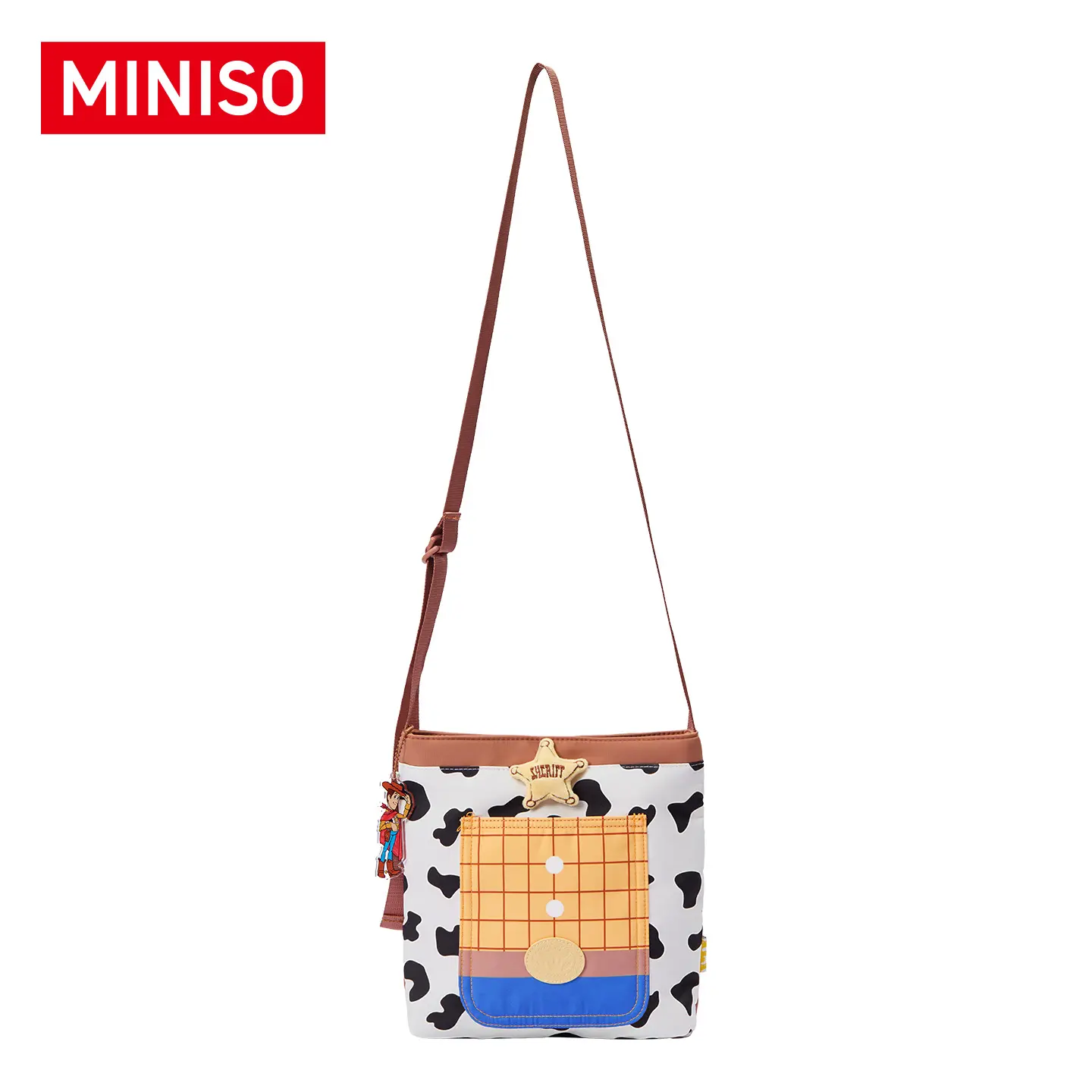 MINISO x Pixar Toy Story 5 Summer Vibe Crossbody Bag, Buzz Lightyear & Woody Cartoon Shoulder Bag, Lightweight Portable Sling Bag for Daily Outdoor Travel, Back To School