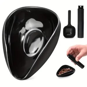 3pcs/set Coffee Bean Dosing Cup and Spoon Set, Ceramic Dosing Vessel Measuring Tray Kit for Coffee or Tea, Espresso Accessories