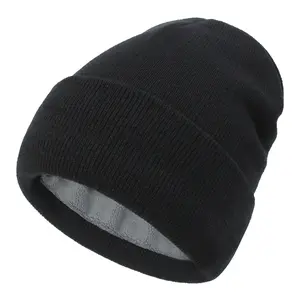 Cozy Comfort Unisex Winter Hat Knitted Cuffed Beanie with Fleece Lining Warm Ski Cap for Men and Women